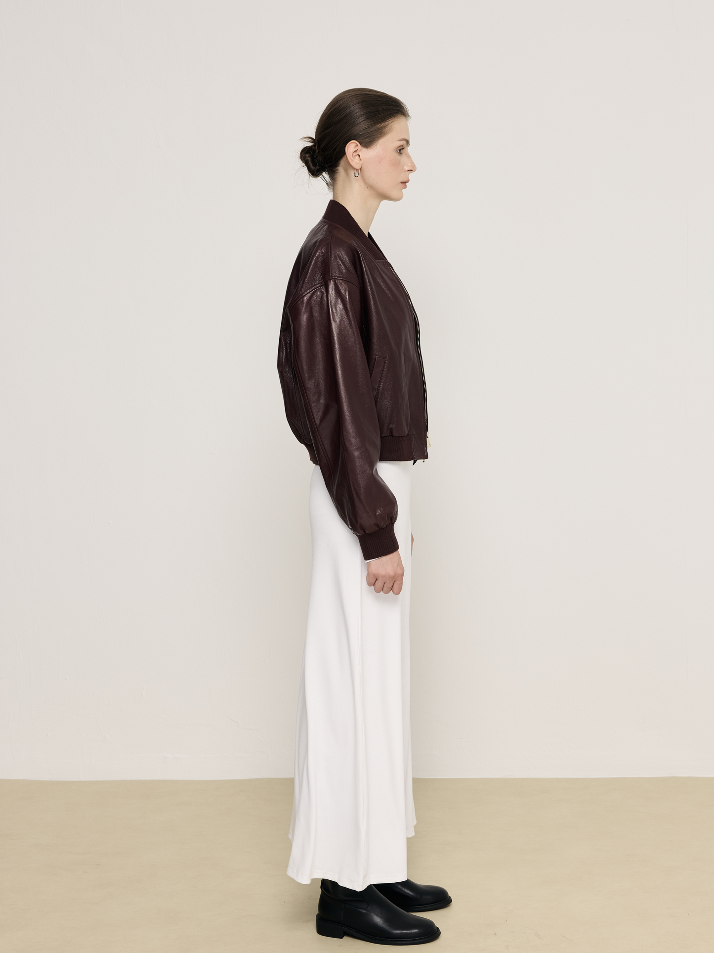 Nova Burgundy Leather Bomber Jacket