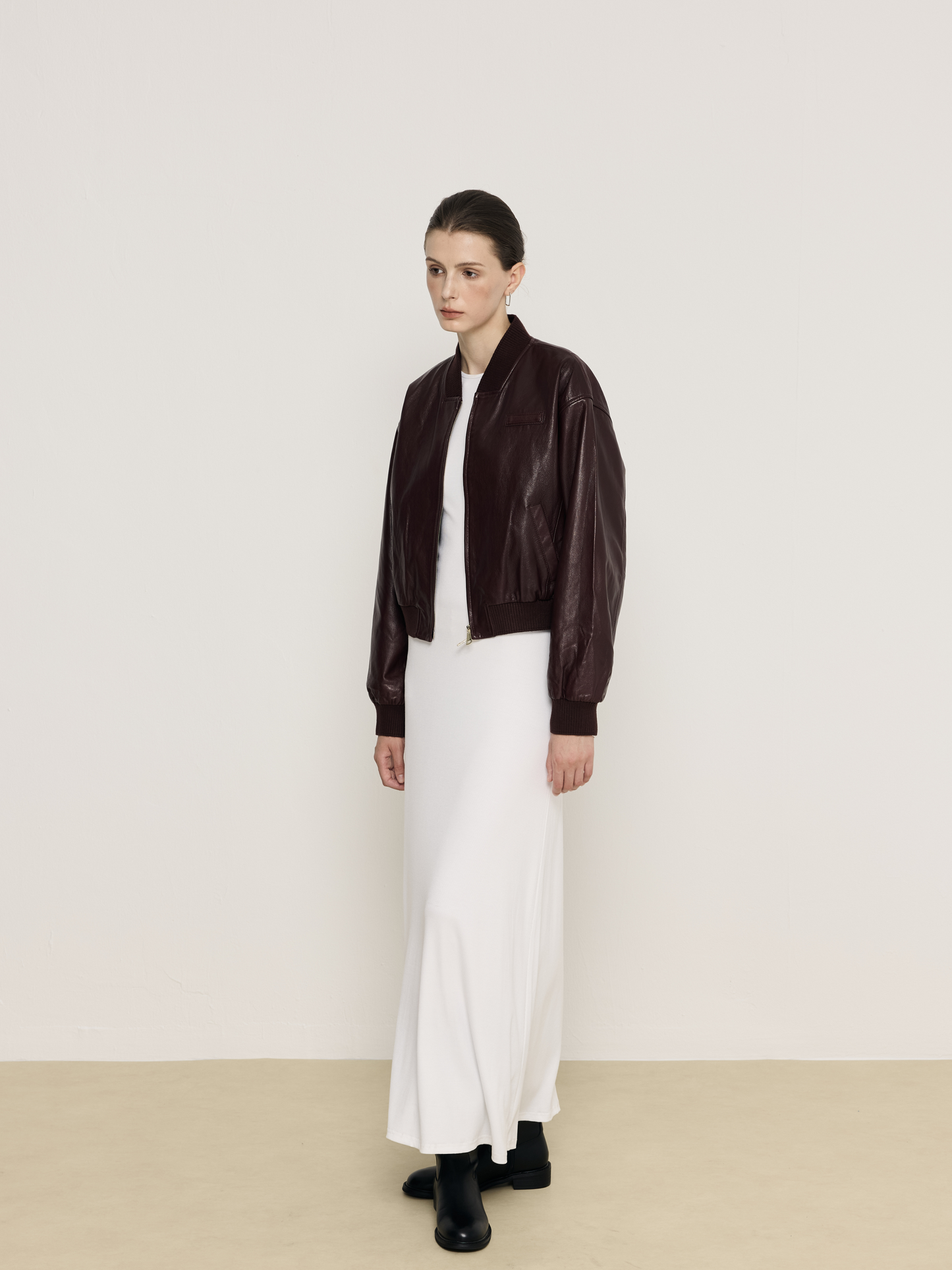 Nova Burgundy Leather Bomber Jacket