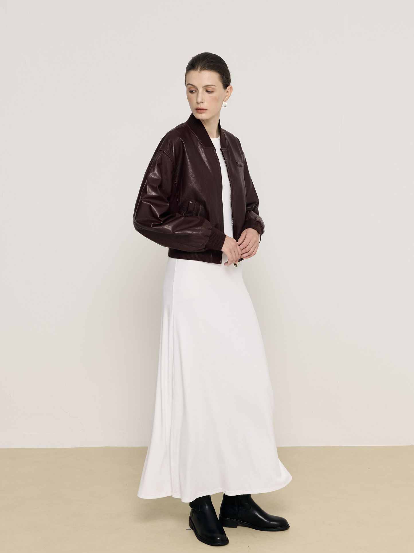 Nova Burgundy Leather Bomber Jacket
