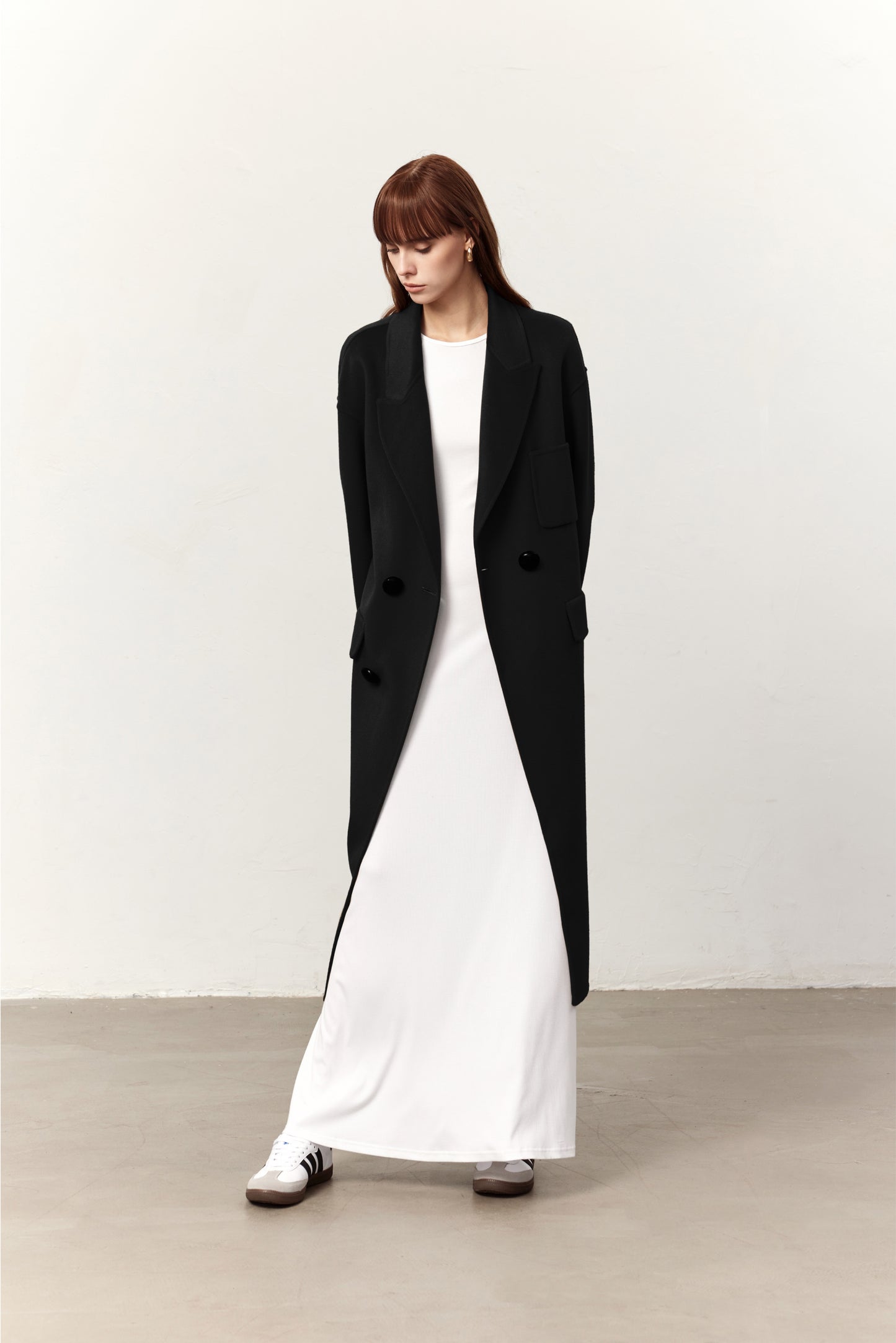 Ainsley Black Cashmere Blend Long Coat