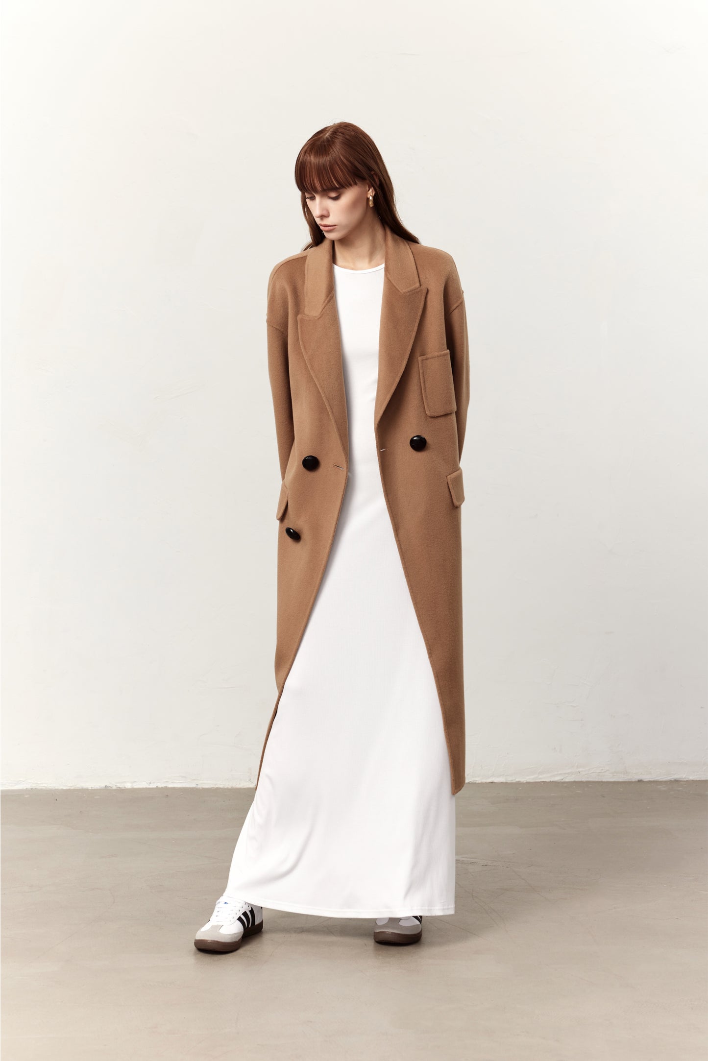 Ainsley Camel Cashmere Blend Long Coat