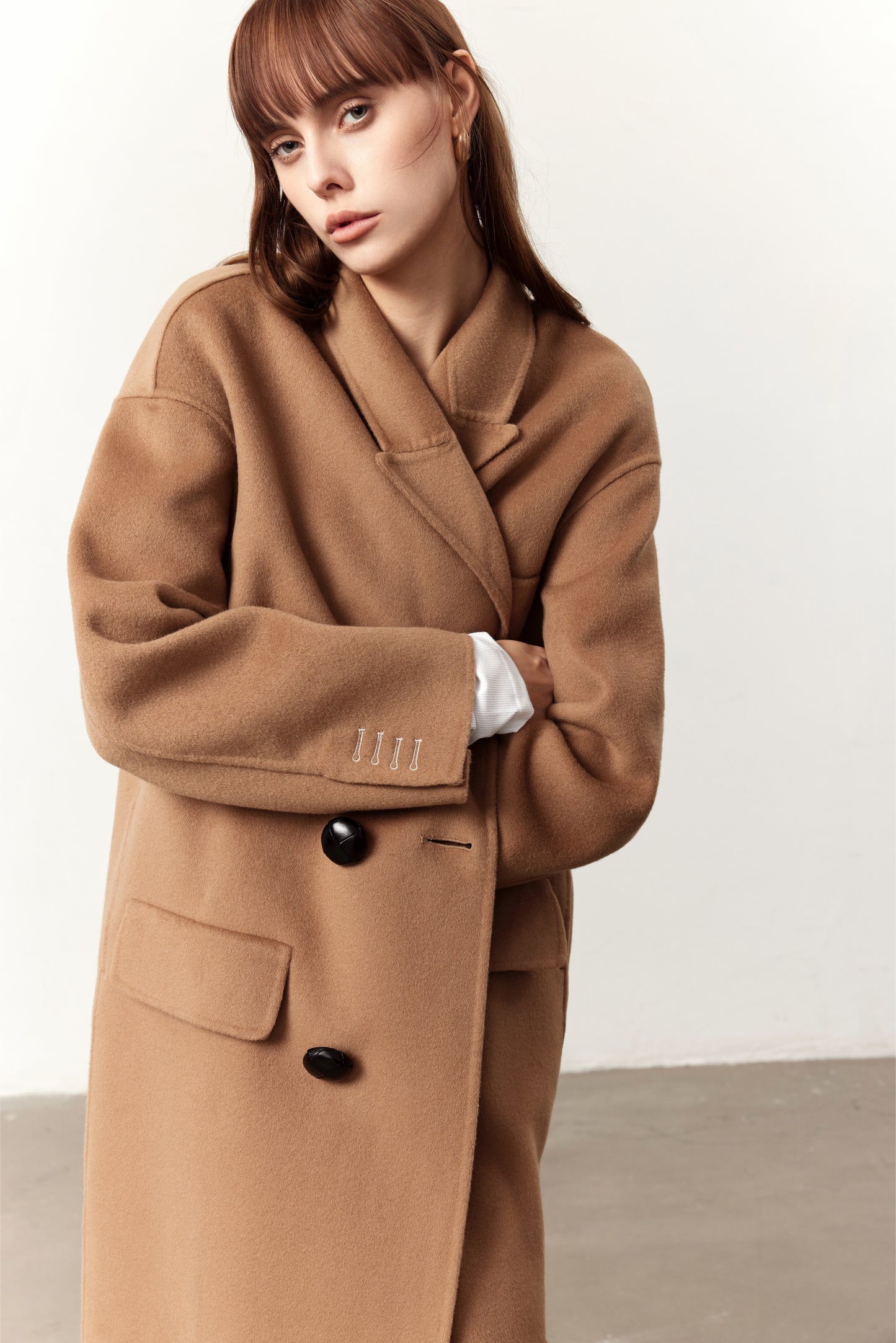 Ainsley Camel Cashmere Blend Long Coat