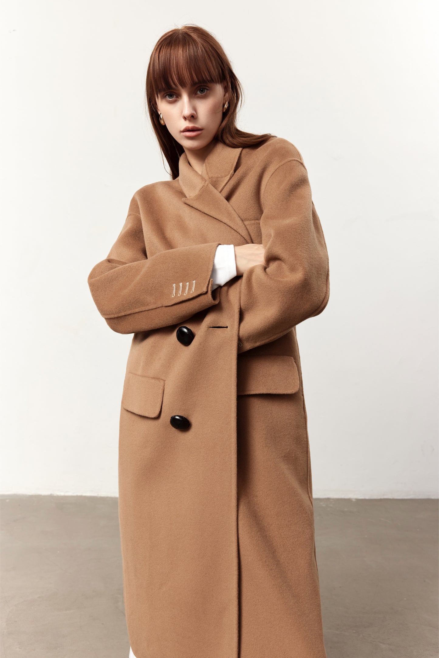 Ainsley Camel Cashmere Blend Long Coat