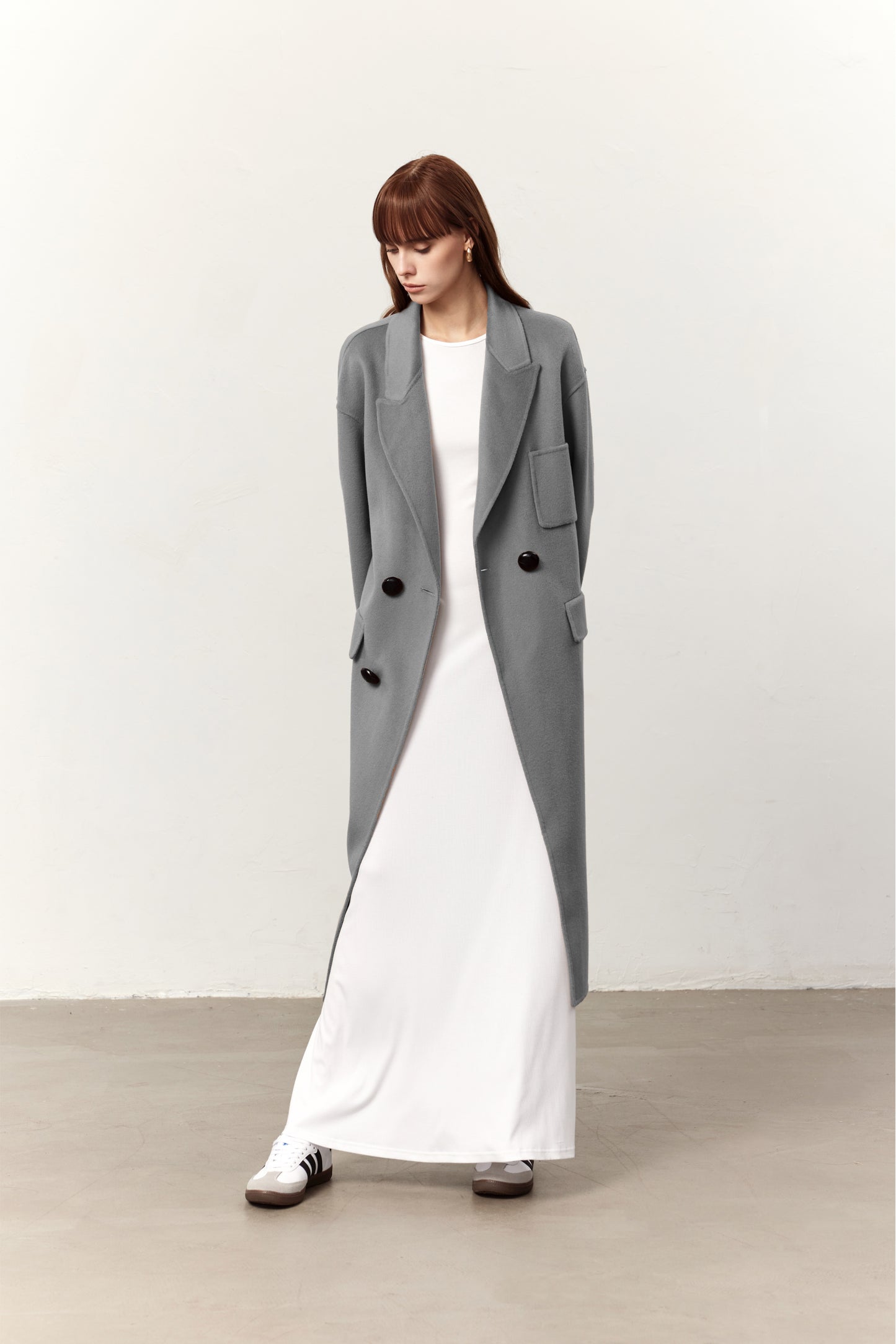 Ainsley Grey Cashmere Blend Long Coat