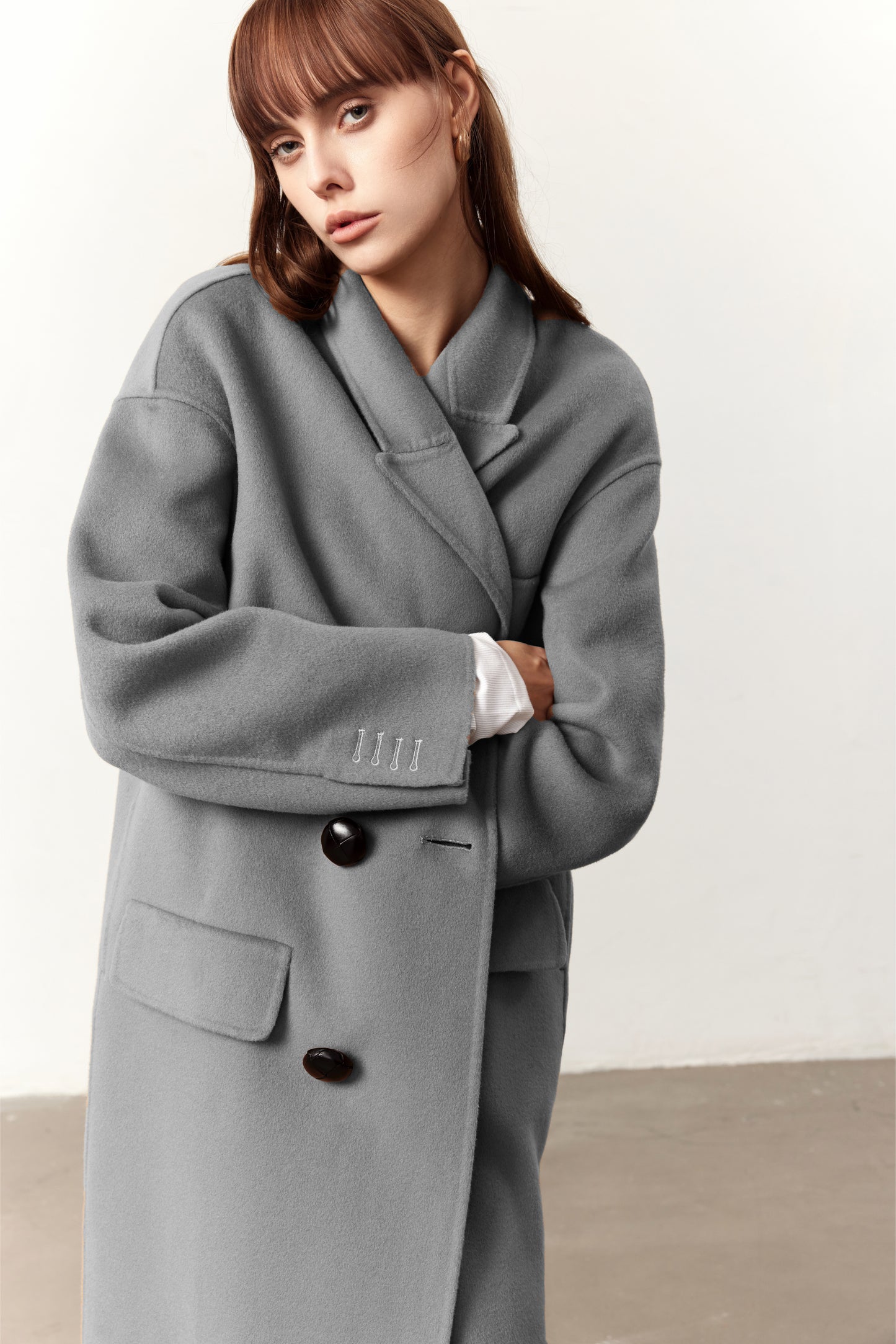 Ainsley Grey Cashmere Blend Long Coat