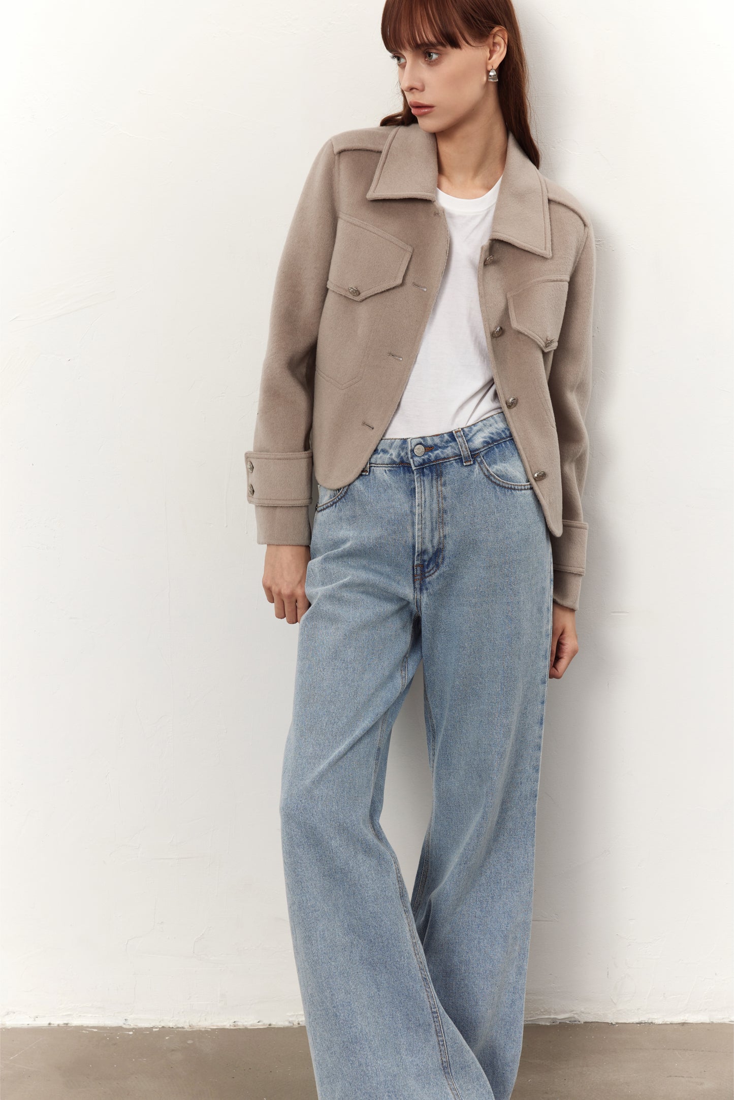 Alex Ovaltine Cashmere Blend Cropped Structured Coat