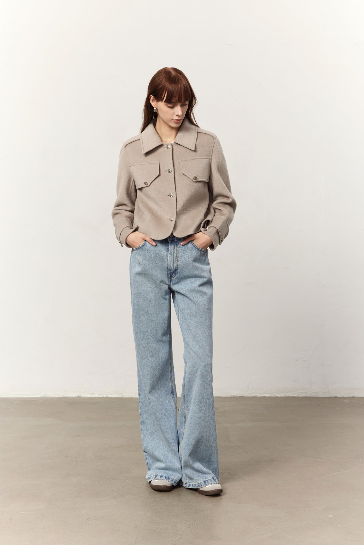 Alex Ovaltine Cashmere Blend Cropped Structured Coat