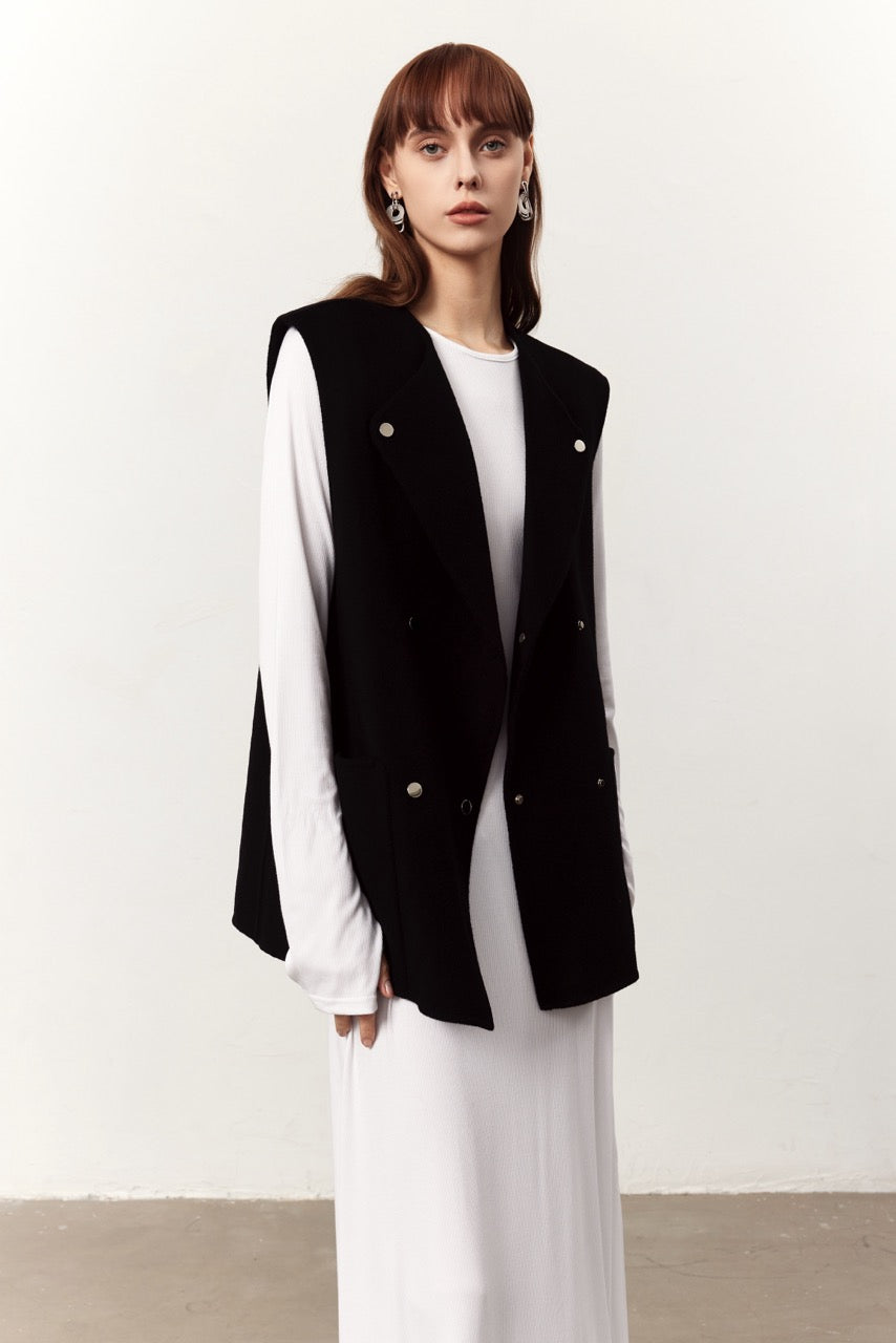 Arden Black Cashmere Blend Gilet Vest