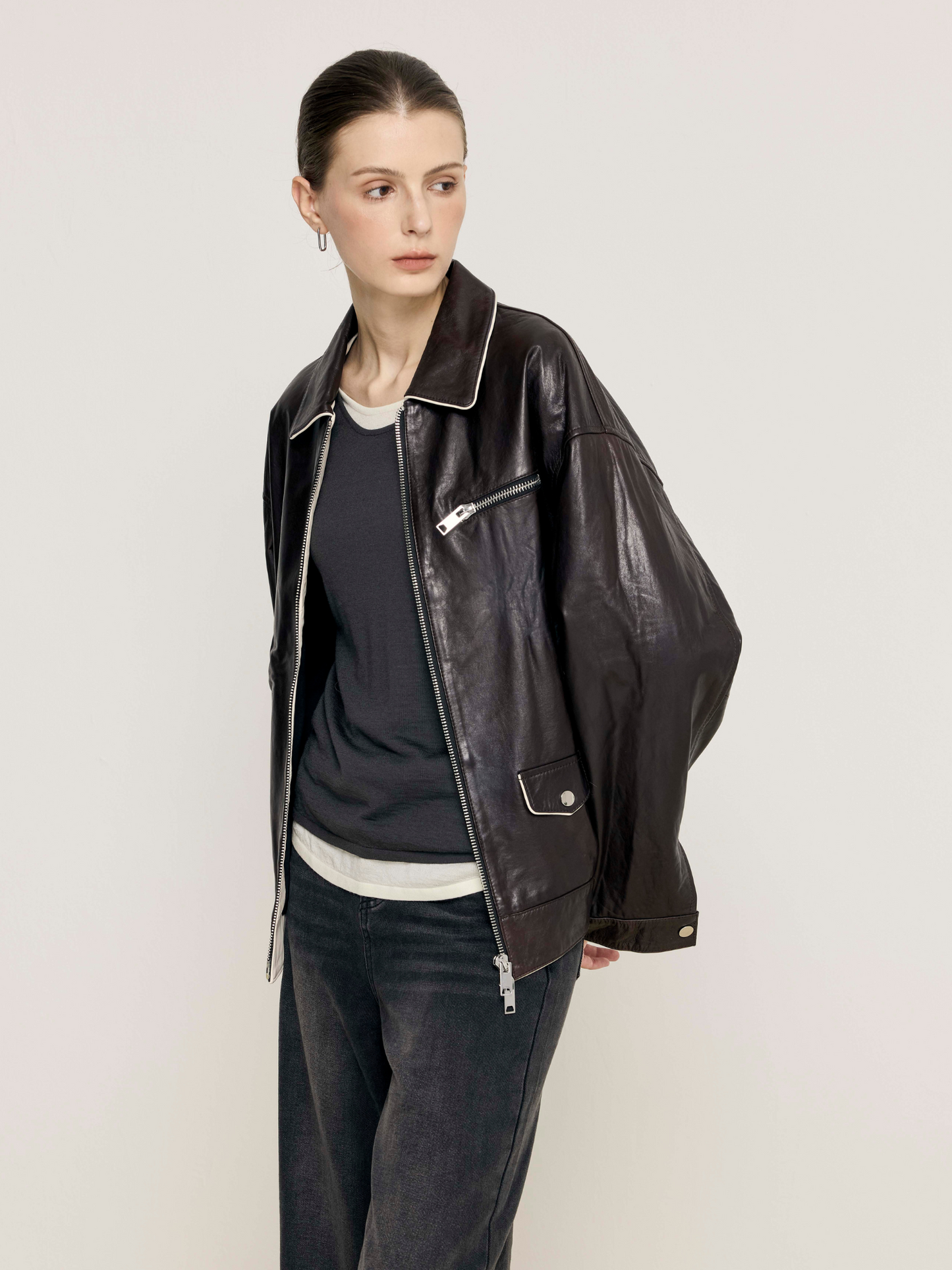 Aurora Burgundy Leather Jacket