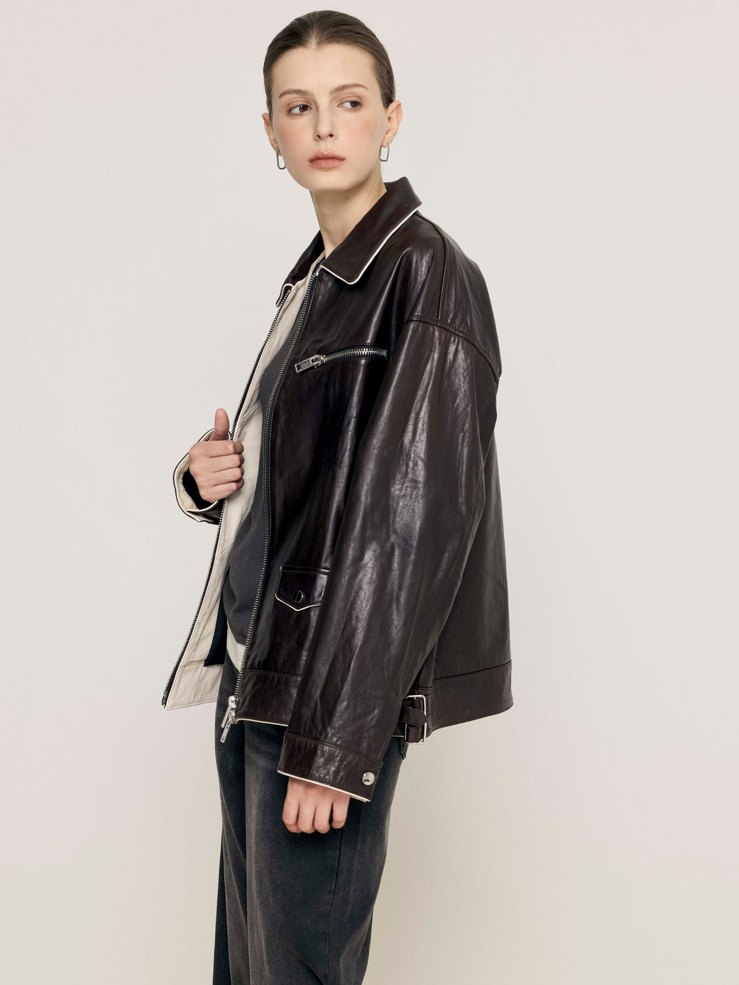 Aurora Burgundy Leather Jacket