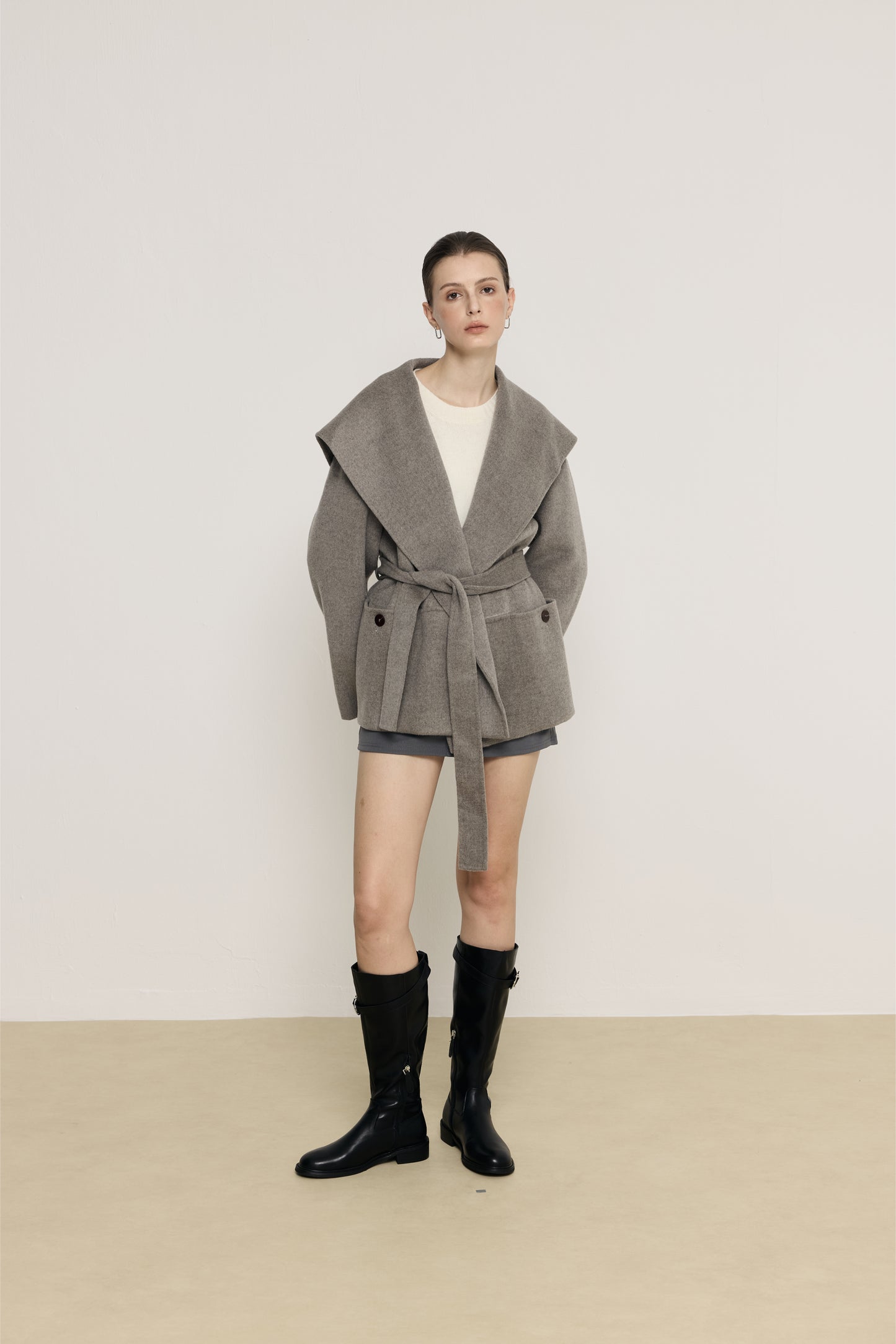 Blair Grey Cashmere Blend Wrap Coat