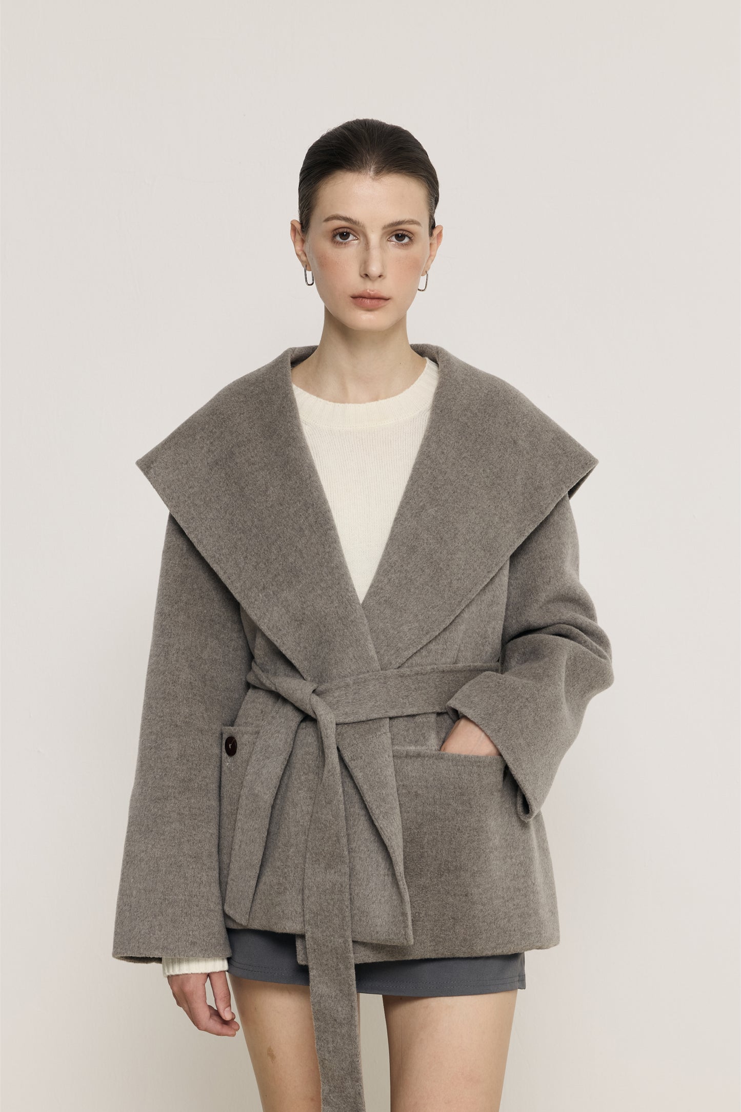 Blair Grey Cashmere Blend Wrap Coat