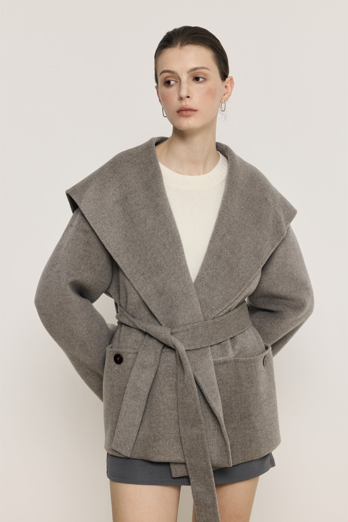 Blair Grey Cashmere Blend Wrap Coat