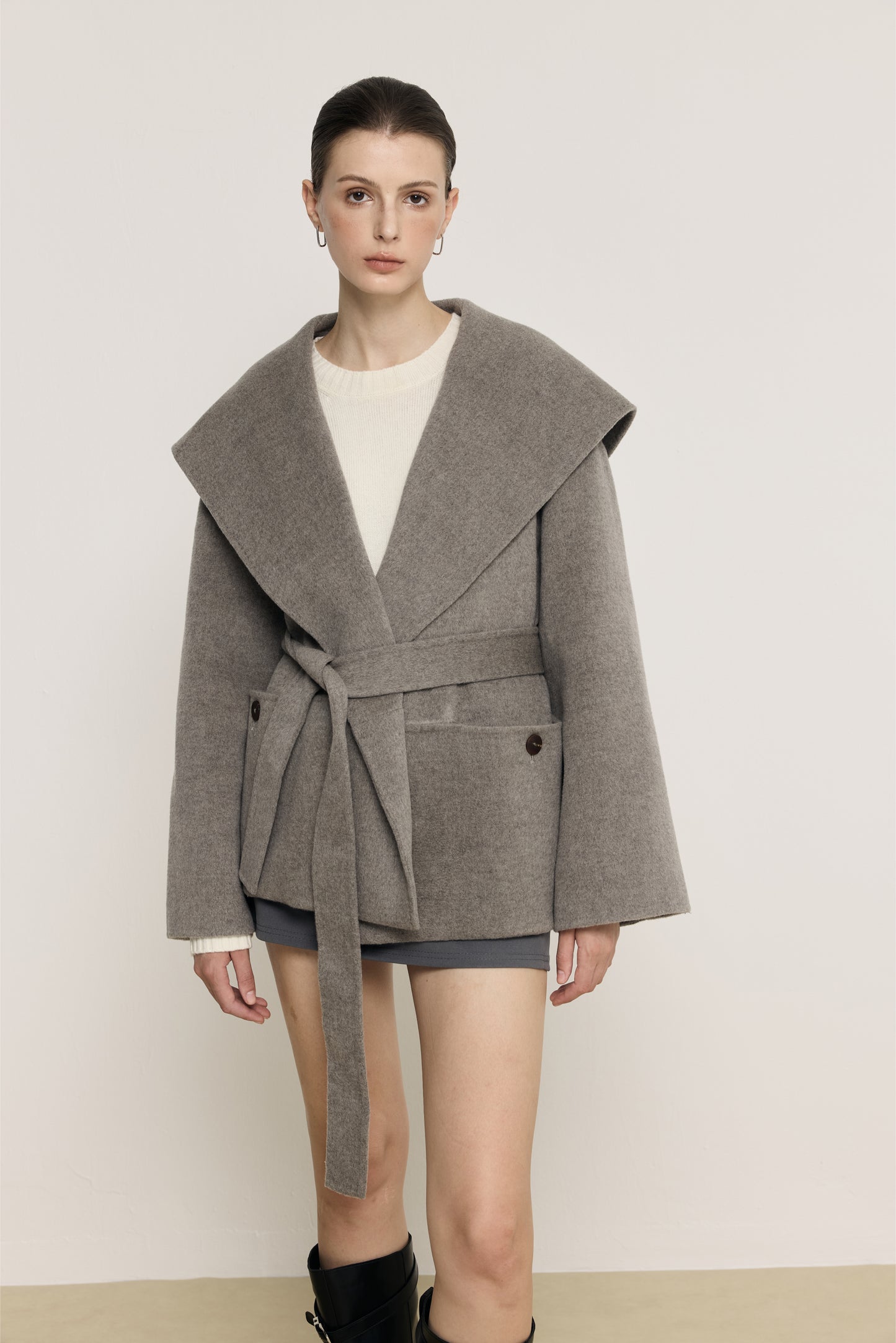 Blair Grey Cashmere Blend Wrap Coat