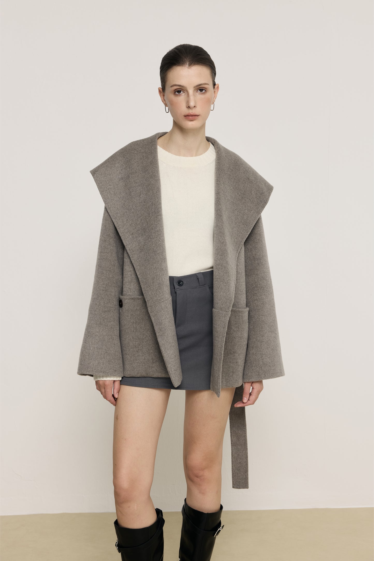 Blair Grey Cashmere Blend Wrap Coat