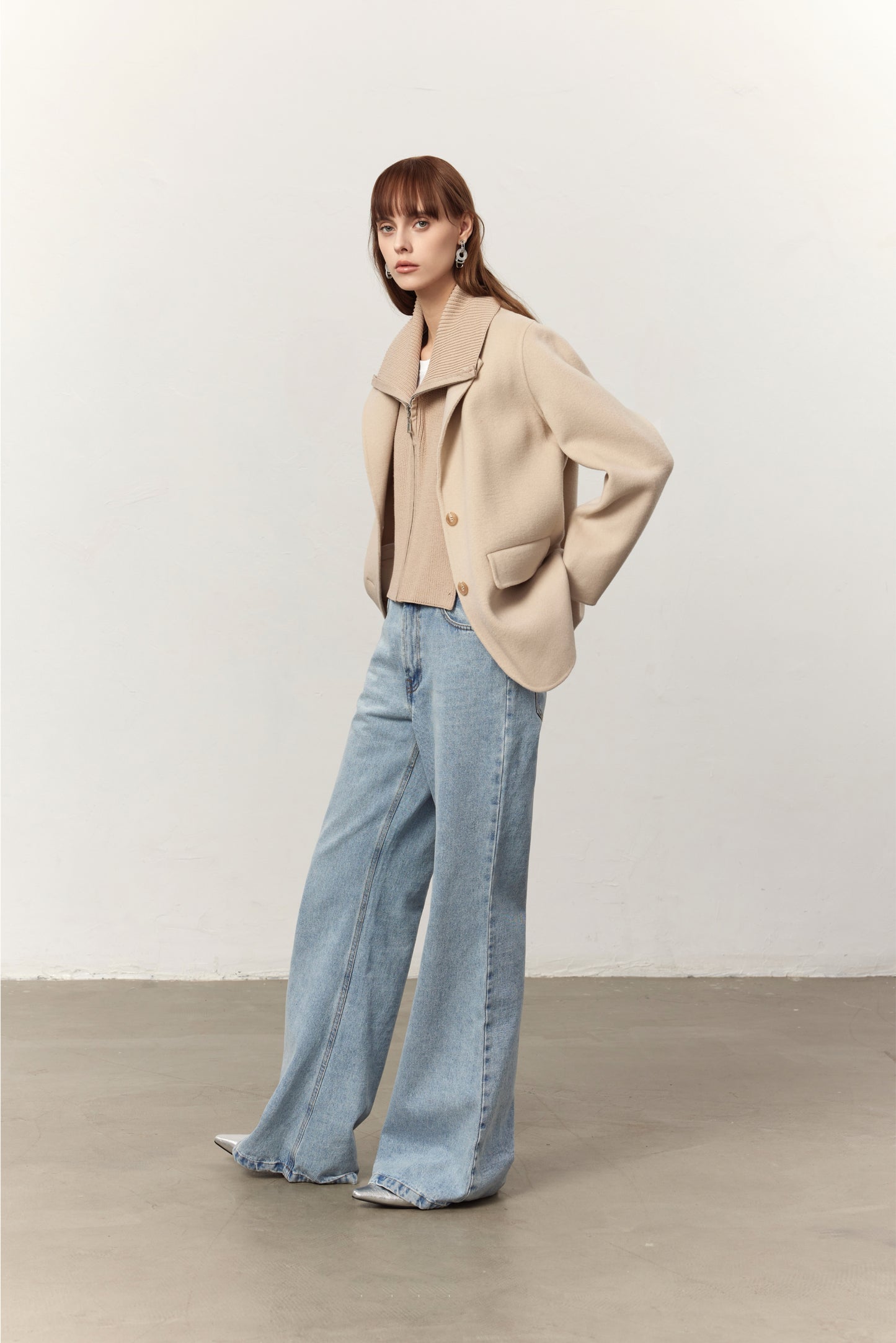 Finley Beige Cashmere Blend Double Layer Coat