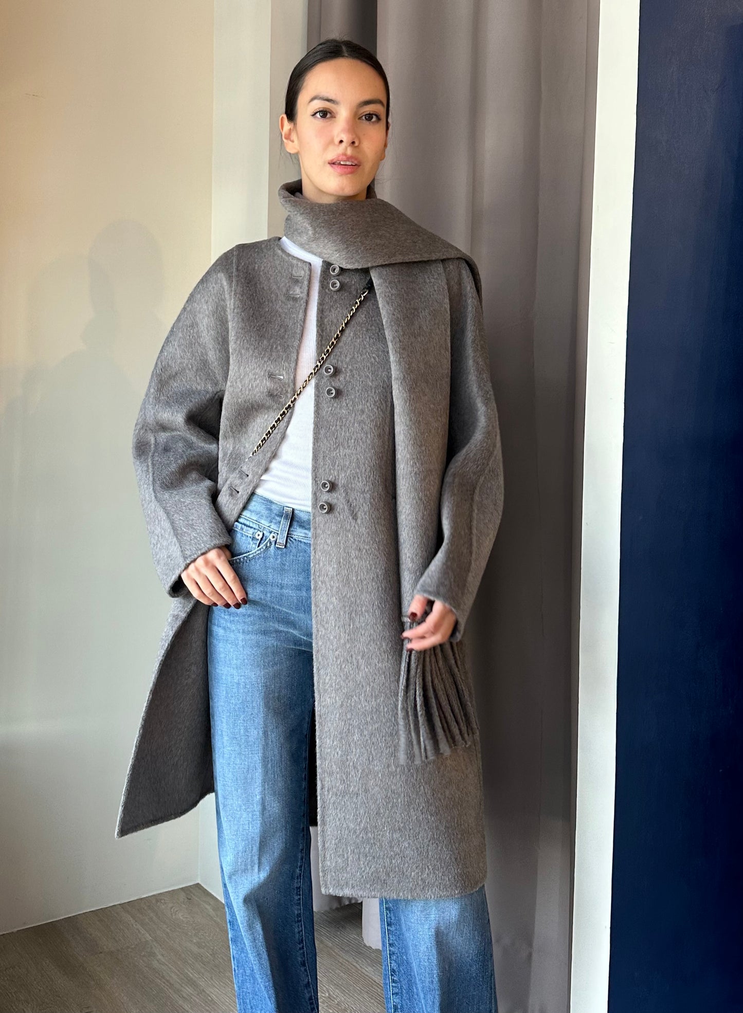 Harper Mid Grey Wool Blend Coat