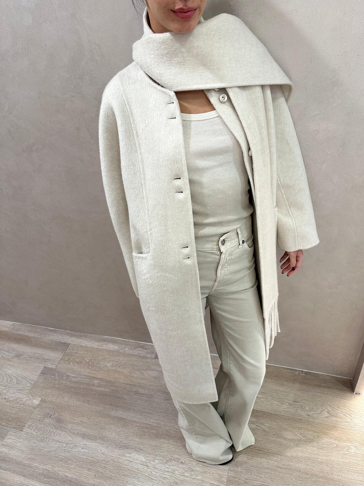 Harper Off White Wool Blend Coat