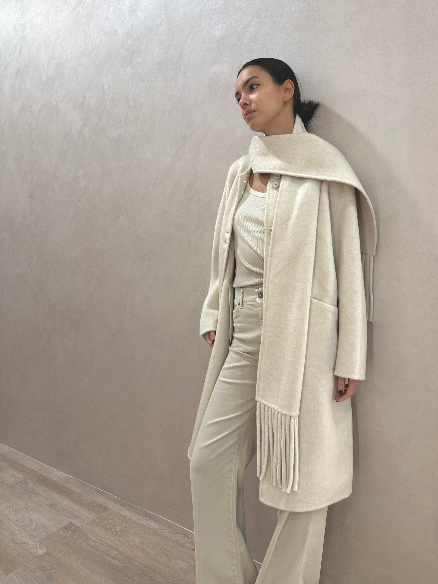 Harper Off White Wool Blend Coat