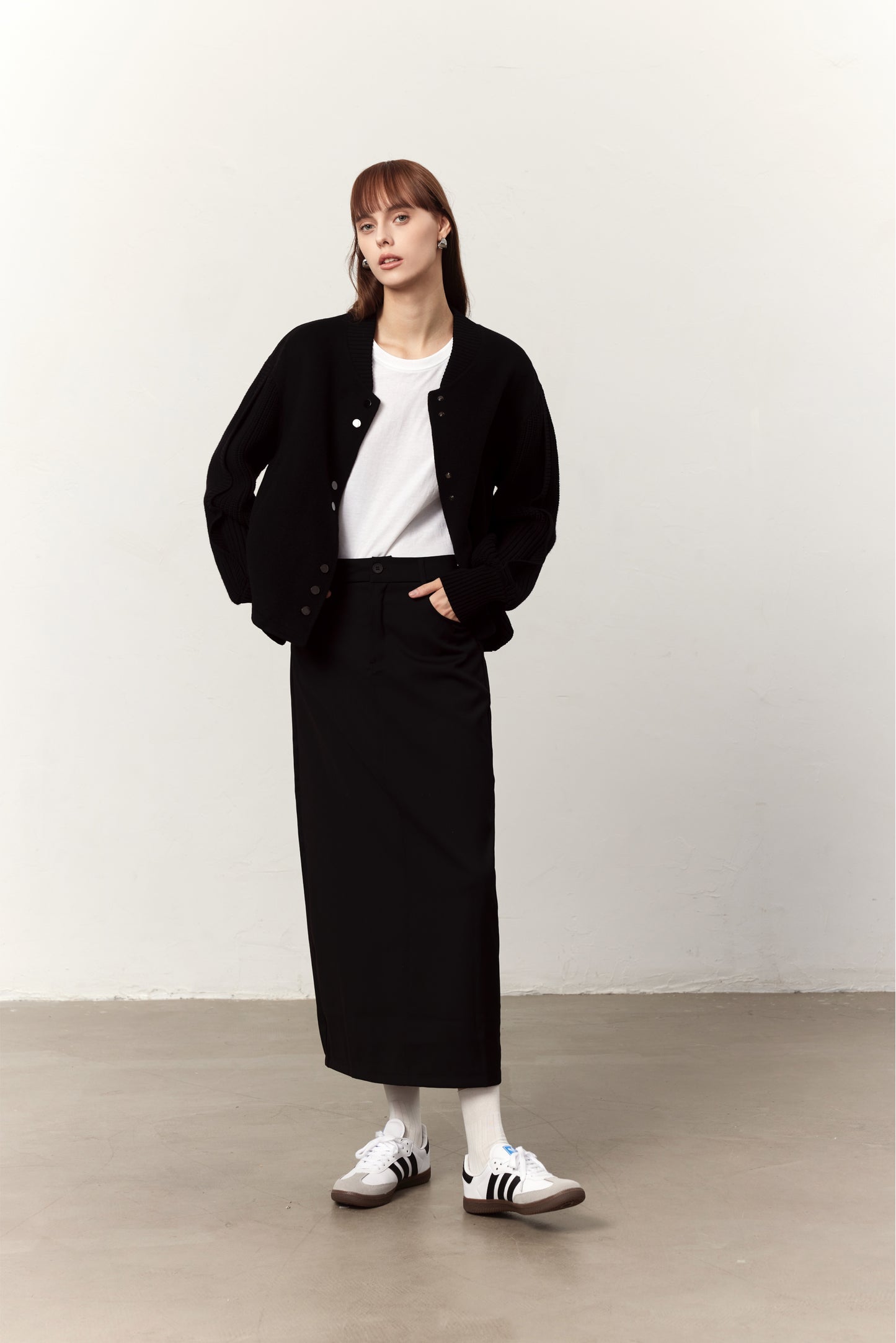 Jones Black Cashmere Blend Bomber Coat