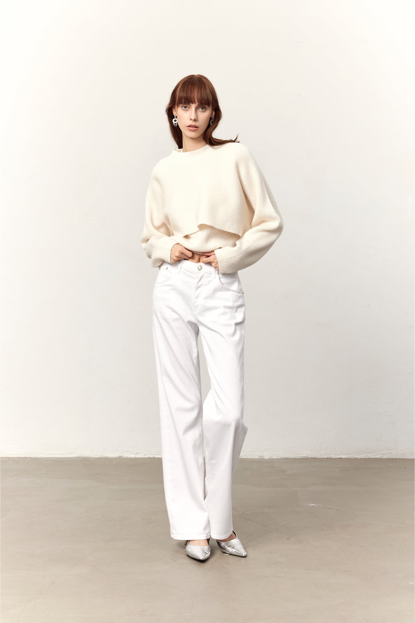 Jude White Wool Two-piece Sweater