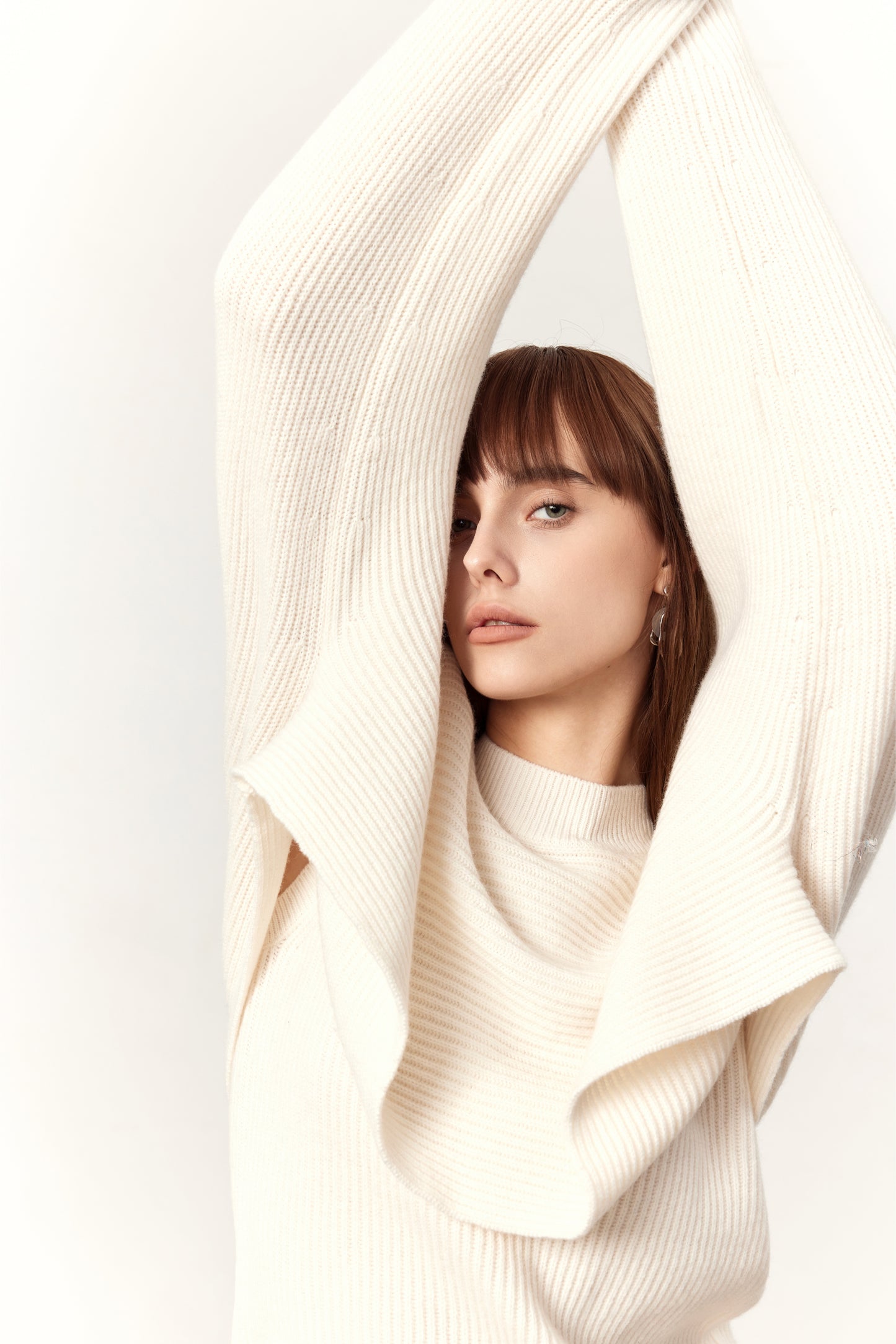 Jude White Wool Two-piece Sweater