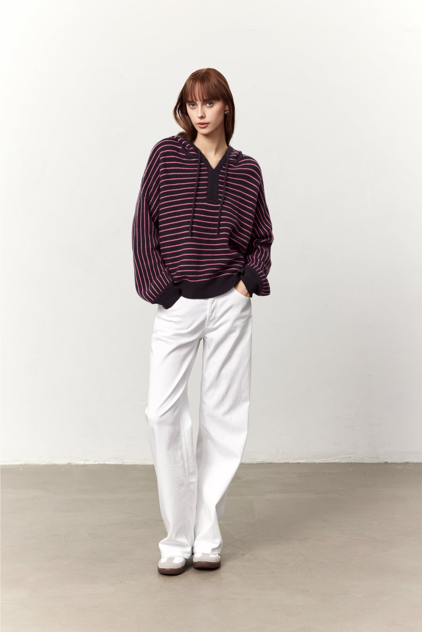 Kai Grey Wool Striped Hoodie