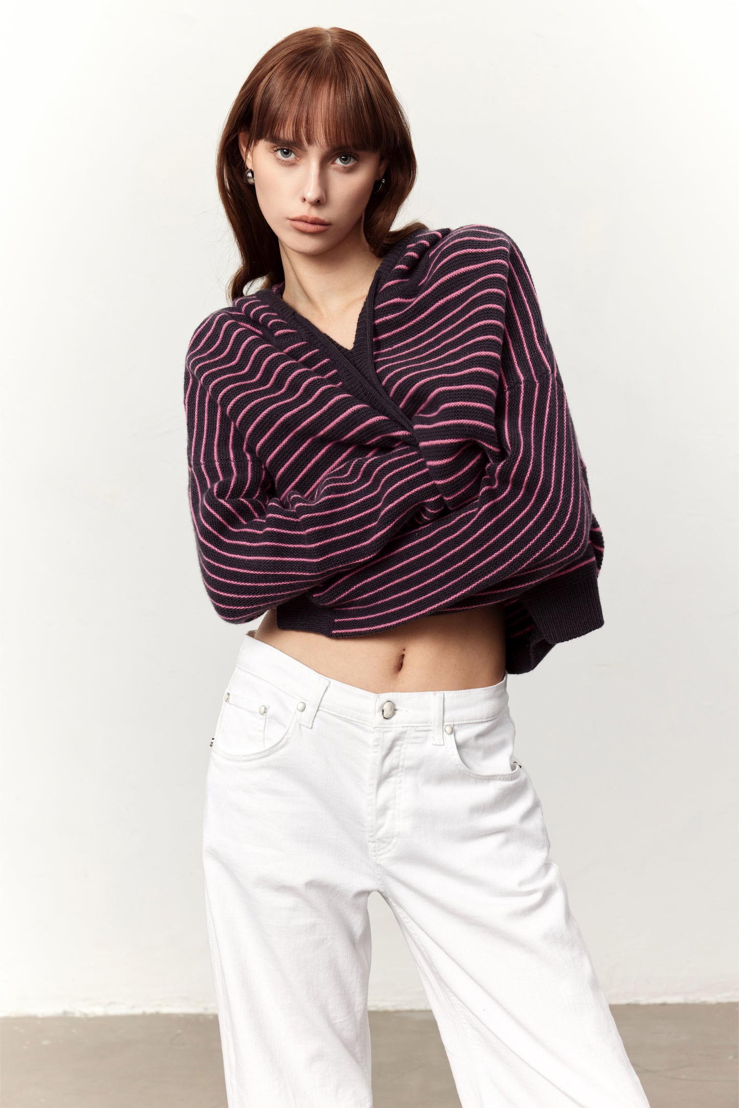 Kai Grey Wool Striped Hoodie