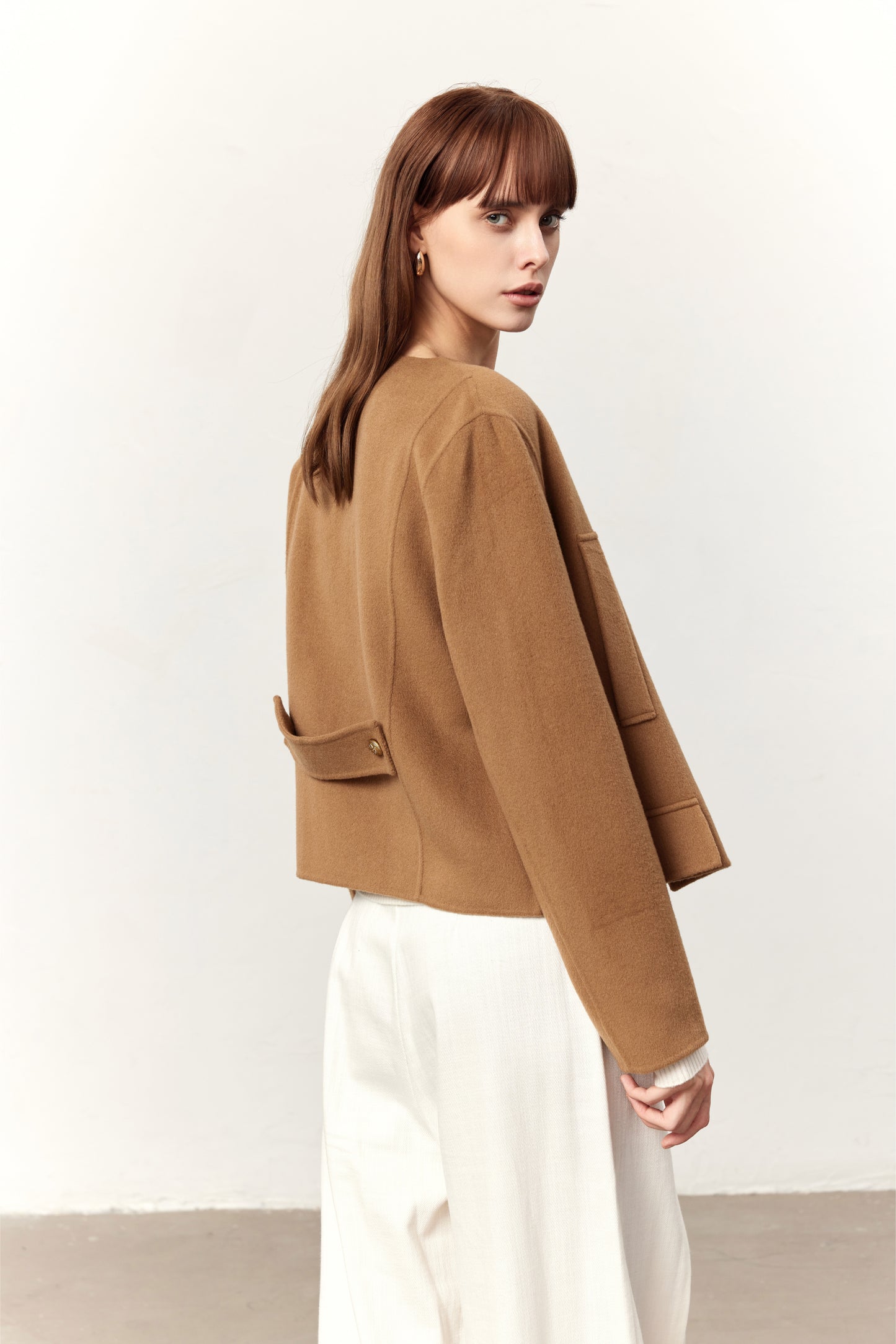 Logan Camel Cashmere Blend Cropped Coat