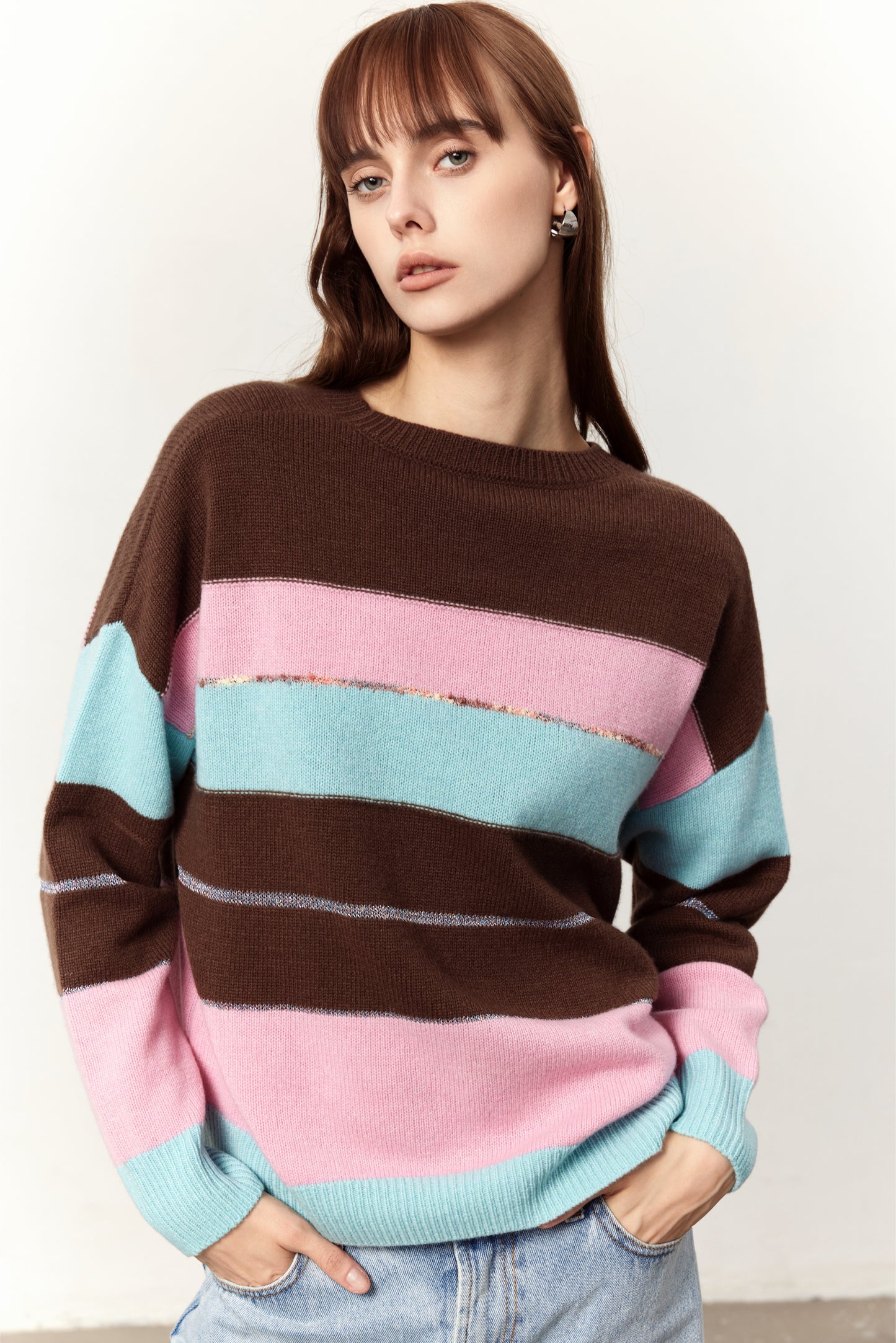 Lux Brown Wool Striped Sweater