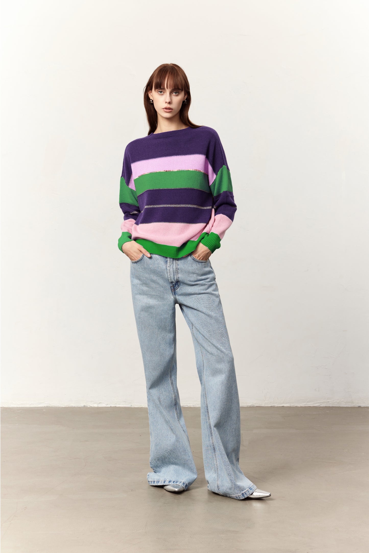 Lux Purple Wool Striped Sweater