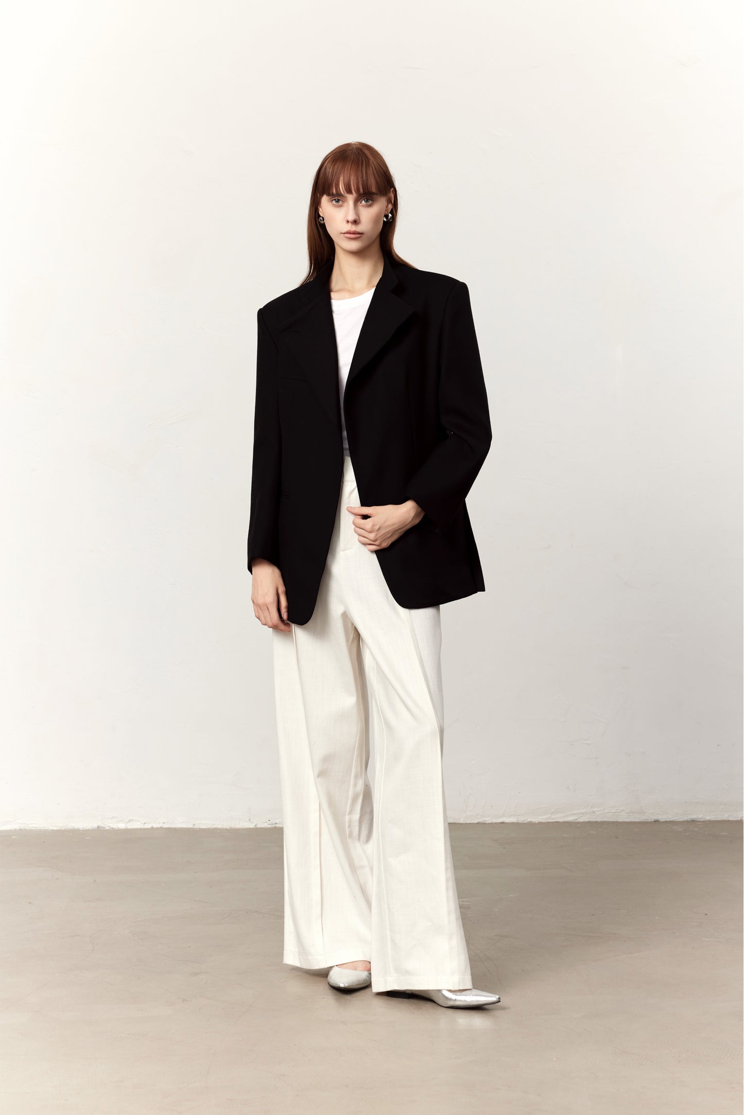 Sage Black Wool Oversized Blazer