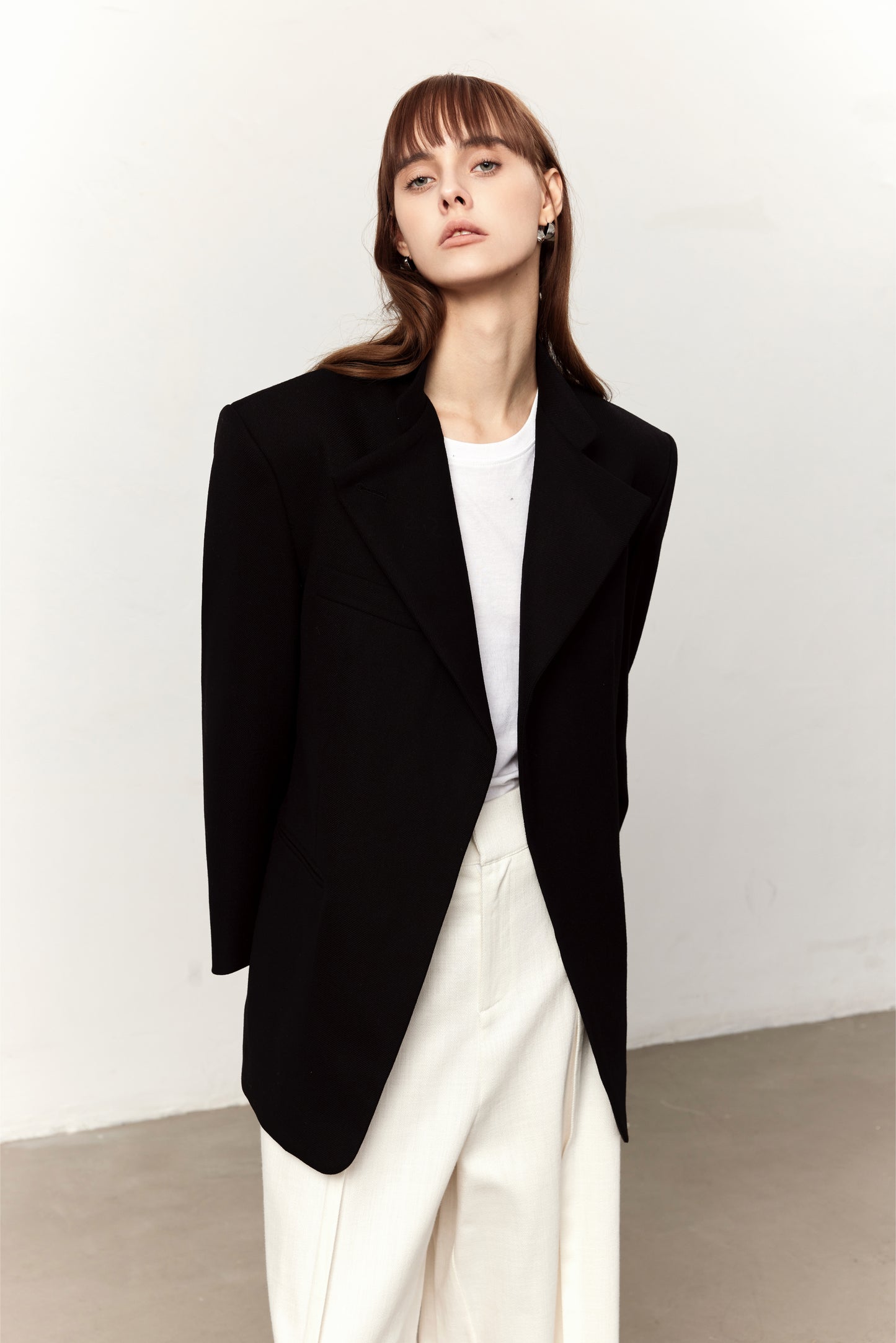 Sage Black Wool Oversized Blazer