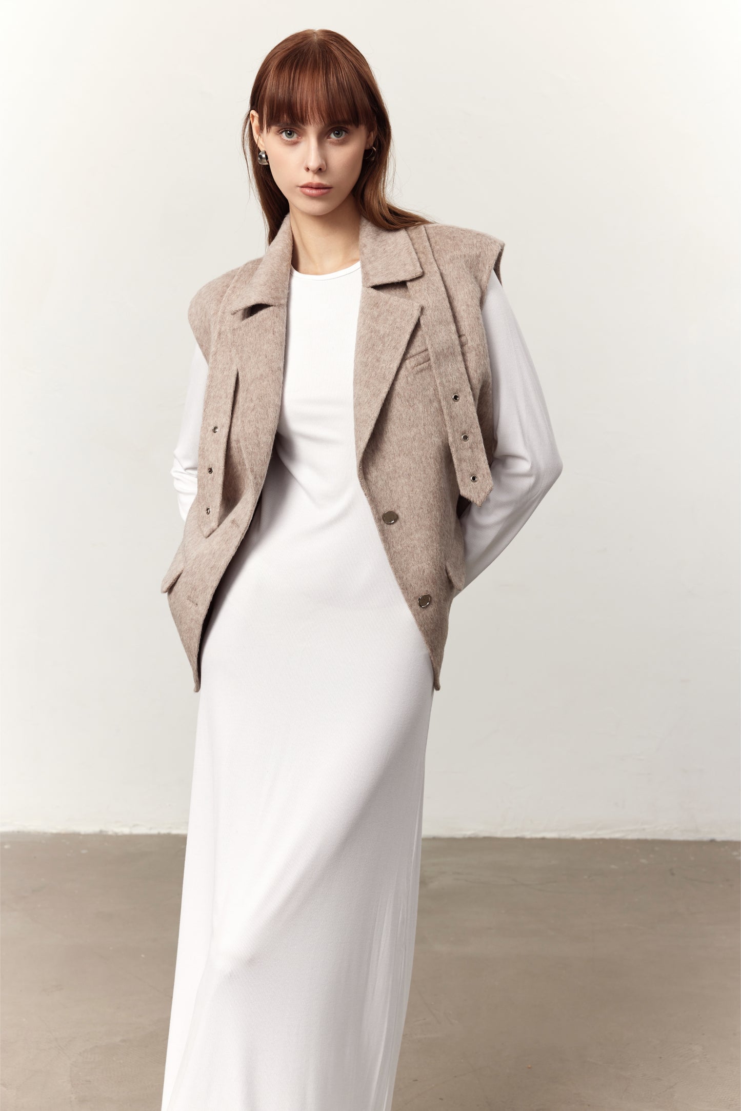 Sloan Camel Wool Biker Gilet Vest