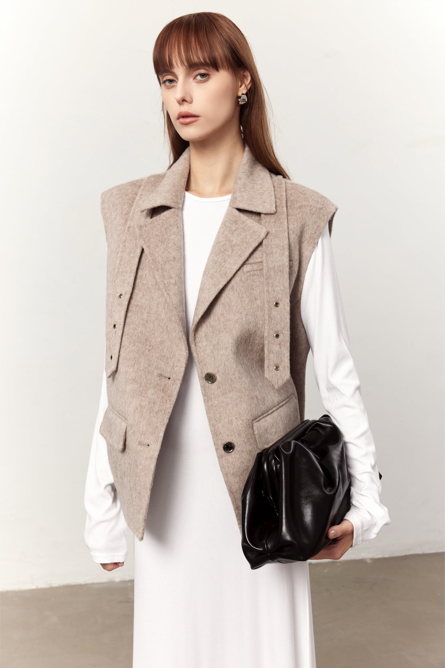 Sloan Camel Wool Biker Gilet Vest