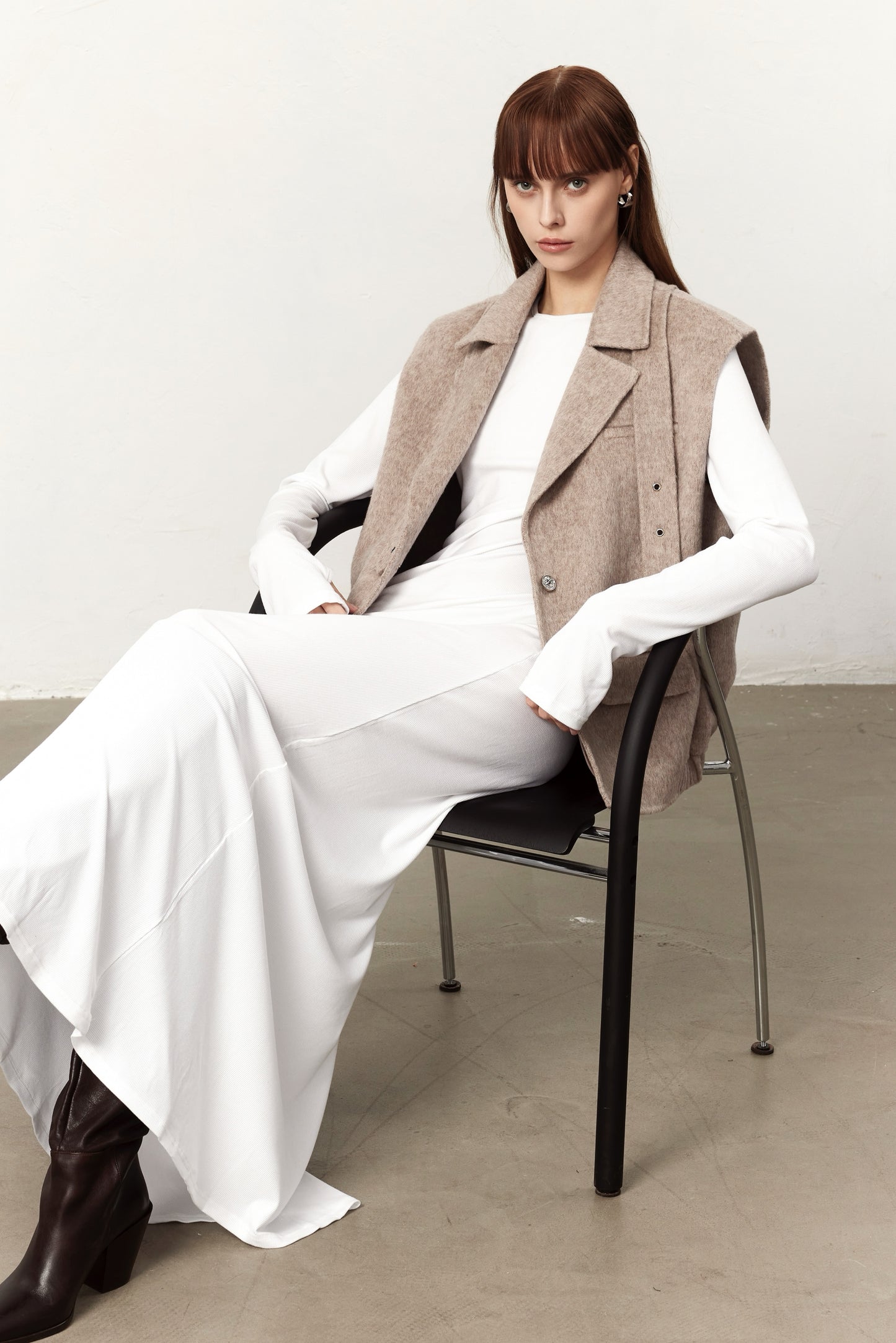Sloan Camel Wool Biker Gilet Vest