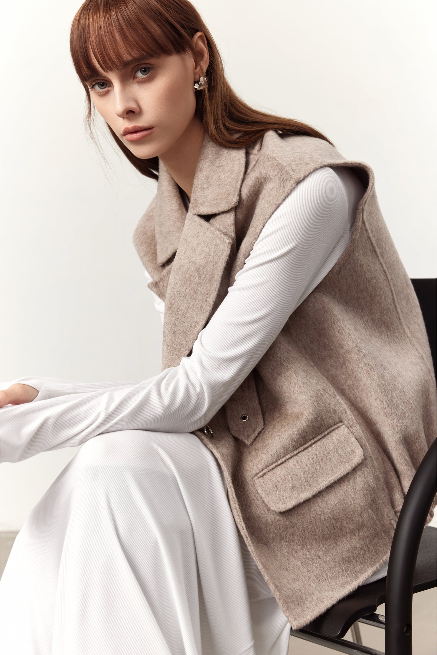 Sloan Camel Wool Biker Gilet Vest