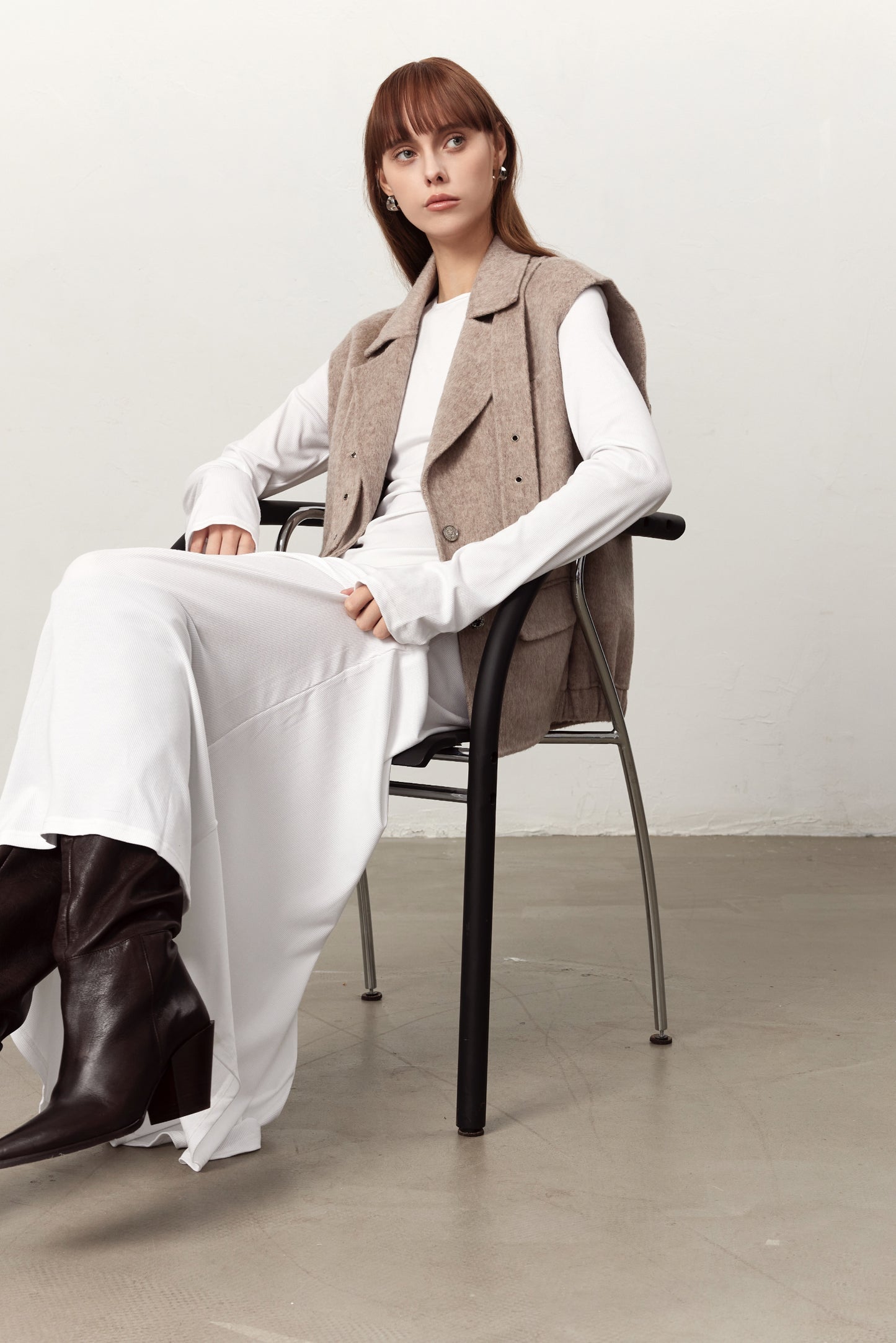 Sloan Camel Wool Biker Gilet Vest