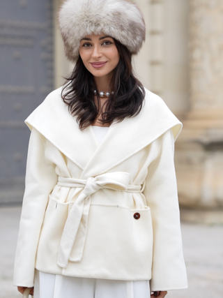 Blair White Cashmere Blend Wrap Coat