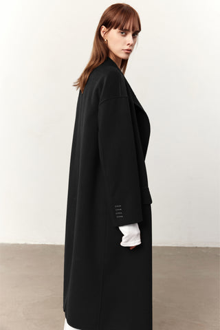 Ainsley Black Cashmere Blend Long Coat