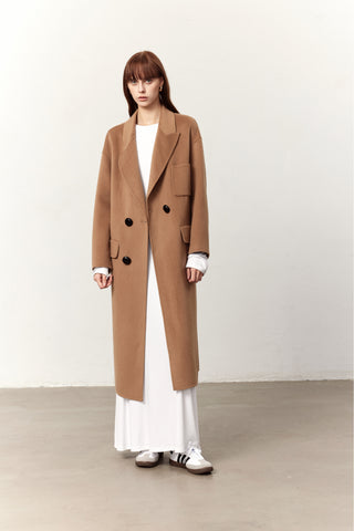 Ainsley Camel Cashmere Blend Long Coat