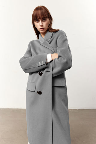 Ainsley Grey Cashmere Blend Long Coat