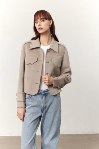 Alex Ovaltine Cashmere Blend Cropped Structured Coat