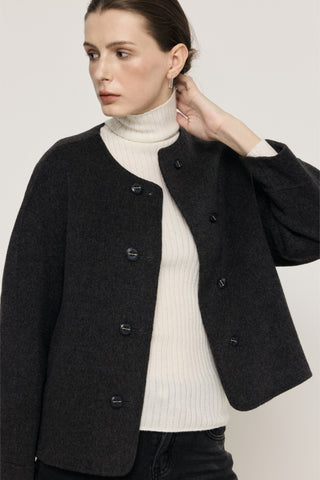 Briar Grey Mohair Blend Bubble Sleeve Coat