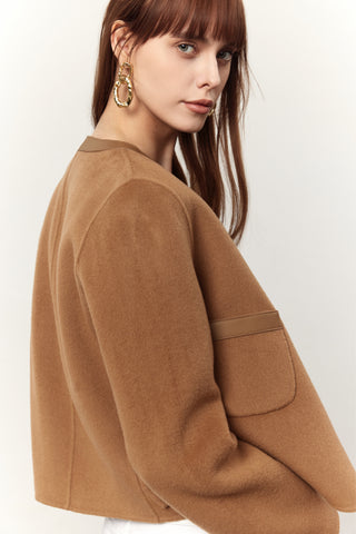 Drew Camel Cashmere Blend Cropped Coat