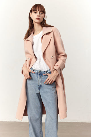 Elliot Pink Cashmere Blend Double Layer Coat