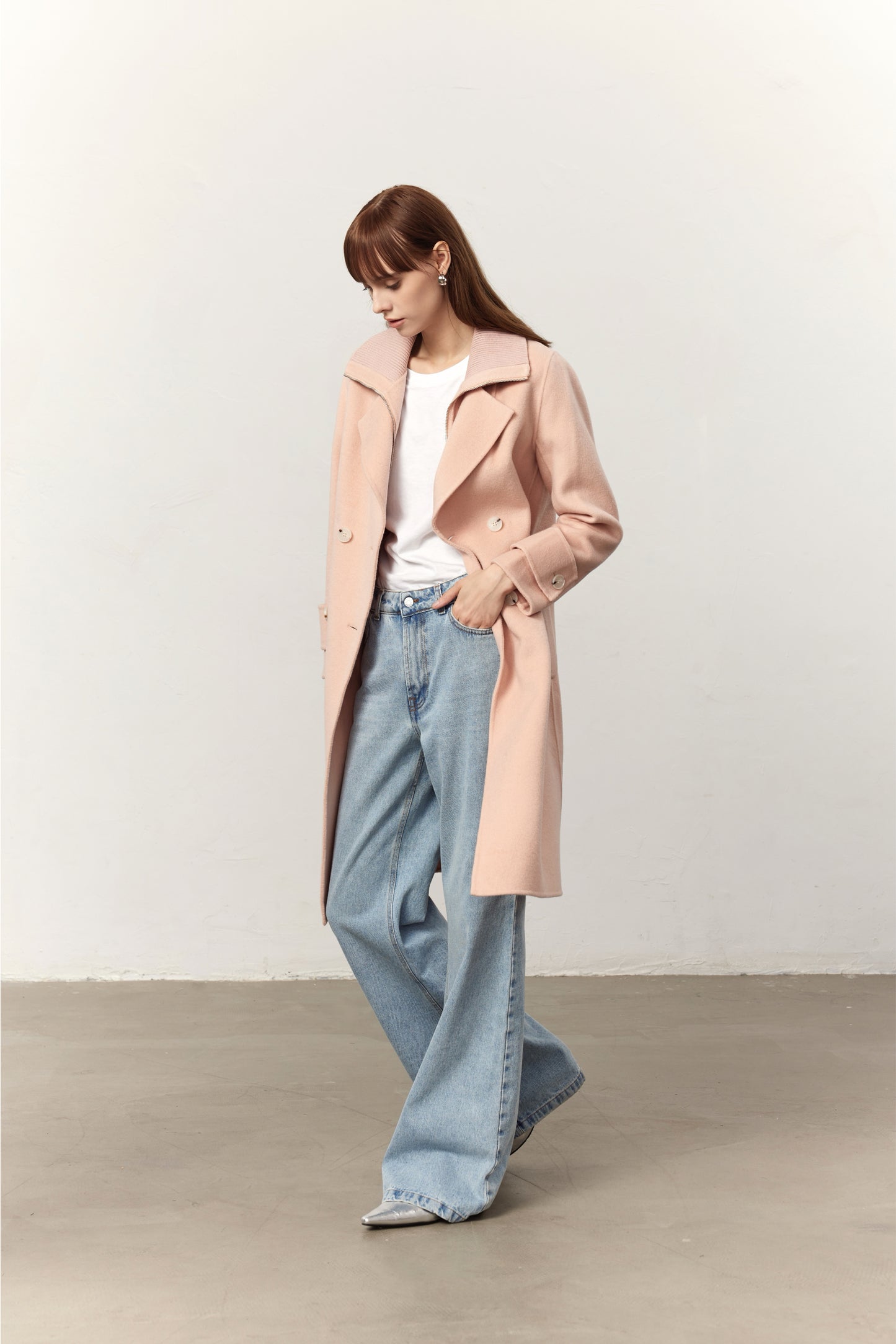 Elliot Pink Cashmere Blend Double Layer Coat