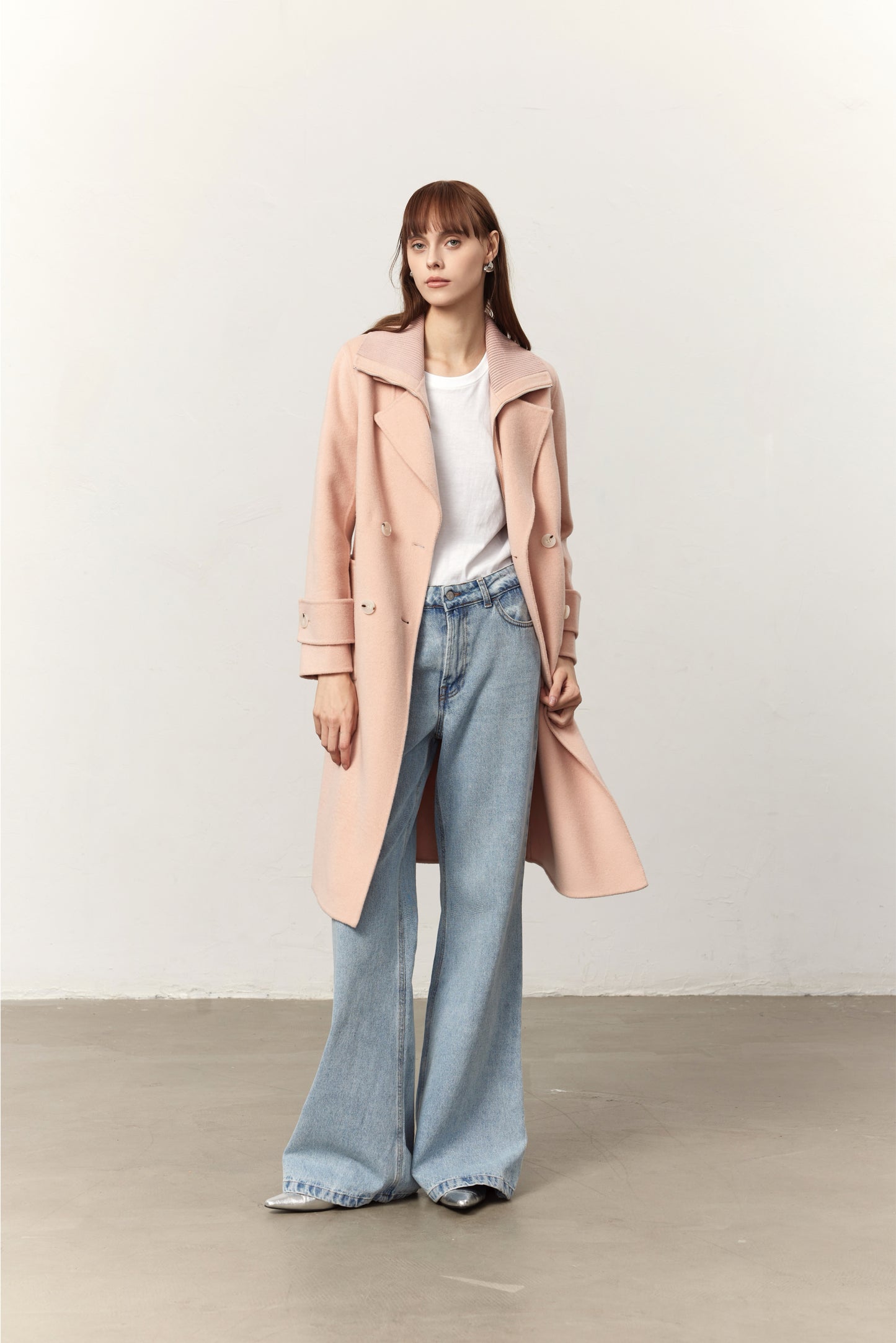 Elliot Pink Cashmere Blend Double Layer Coat