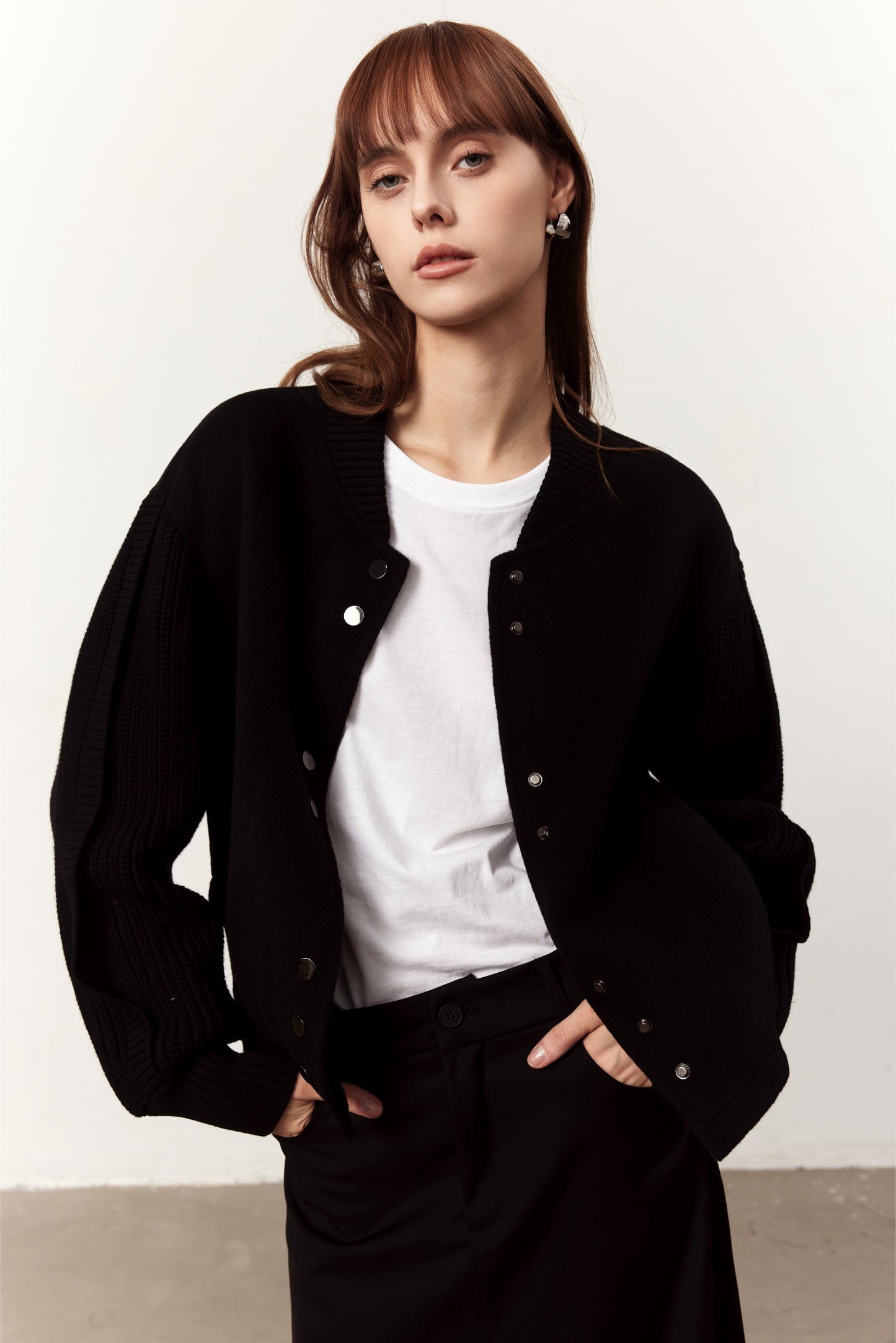 Jones Black Cashmere Blend Bomber Coat