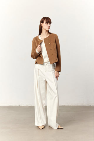 Logan Camel Cashmere Blend Cropped Coat